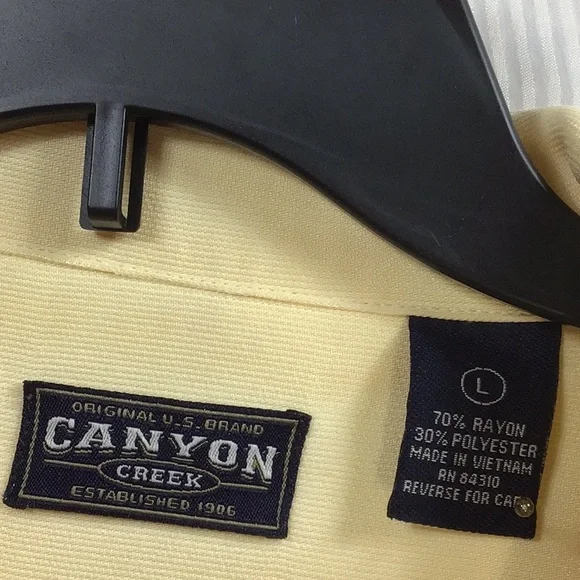VTG 🌵Canyon Creek Lemon Cream Rayon Blend Short Sleeve Sz.L - Picture 2 of 6